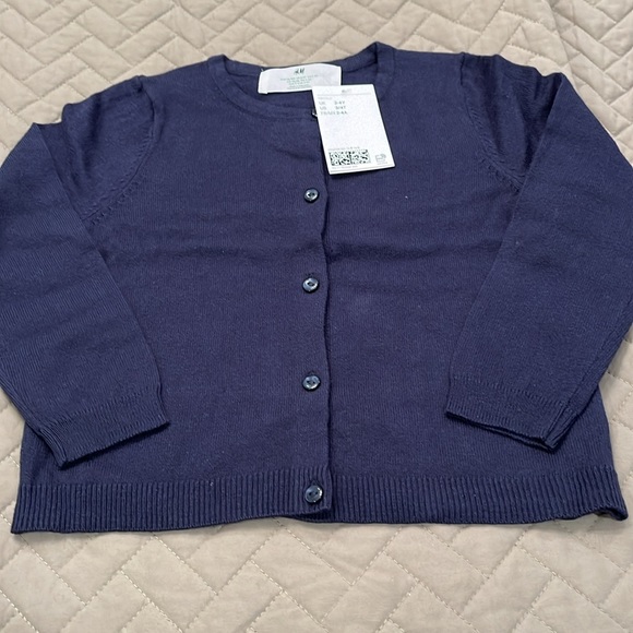 H&M Navy Fine-knit Cotton Cardigan/ NWT/4T - Picture 4 of 9